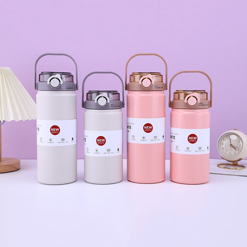 1200ml Stainless Steel Thermal Water Bottle Vacuum Flask with Straw Tumbler