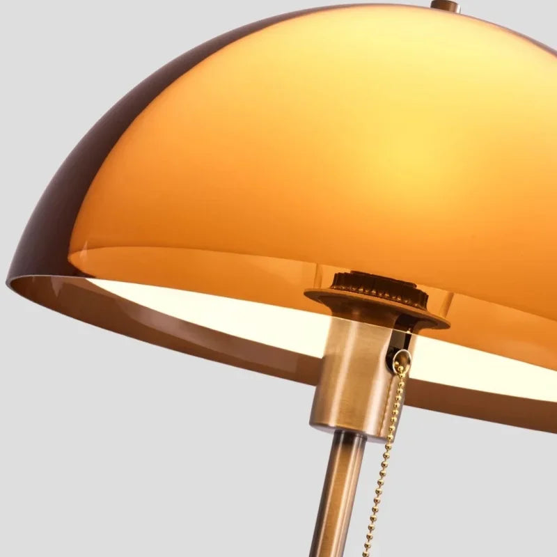 Vintage Amber Mushroom Table Lamp