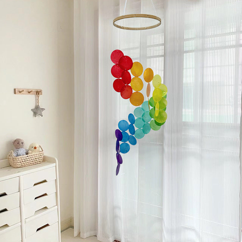 Cyan Bohemian Seashell Wind Chime - Dream Catcher Hanging Decor for Home