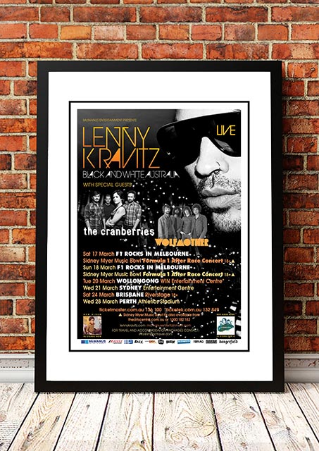 Lenny Kravitz ‘Black and White' Australian Tour Poster 2012 - Framed