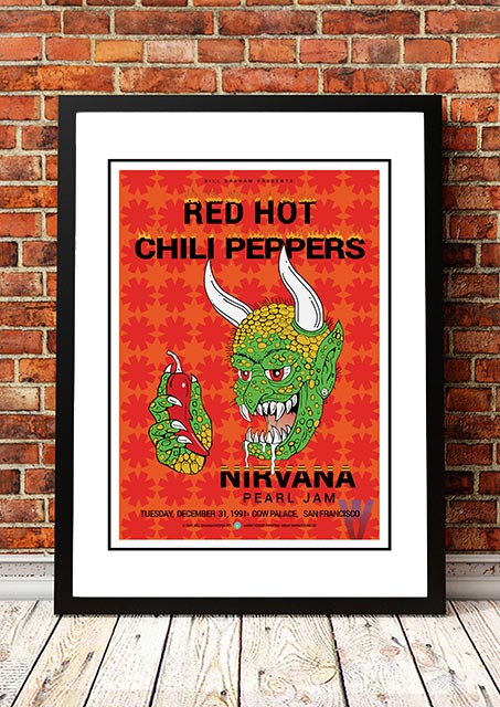 Red Hot Chili Peppers / Nirvana / Pearl Jam ‘Cow Palace’ USA Concert Poster 1