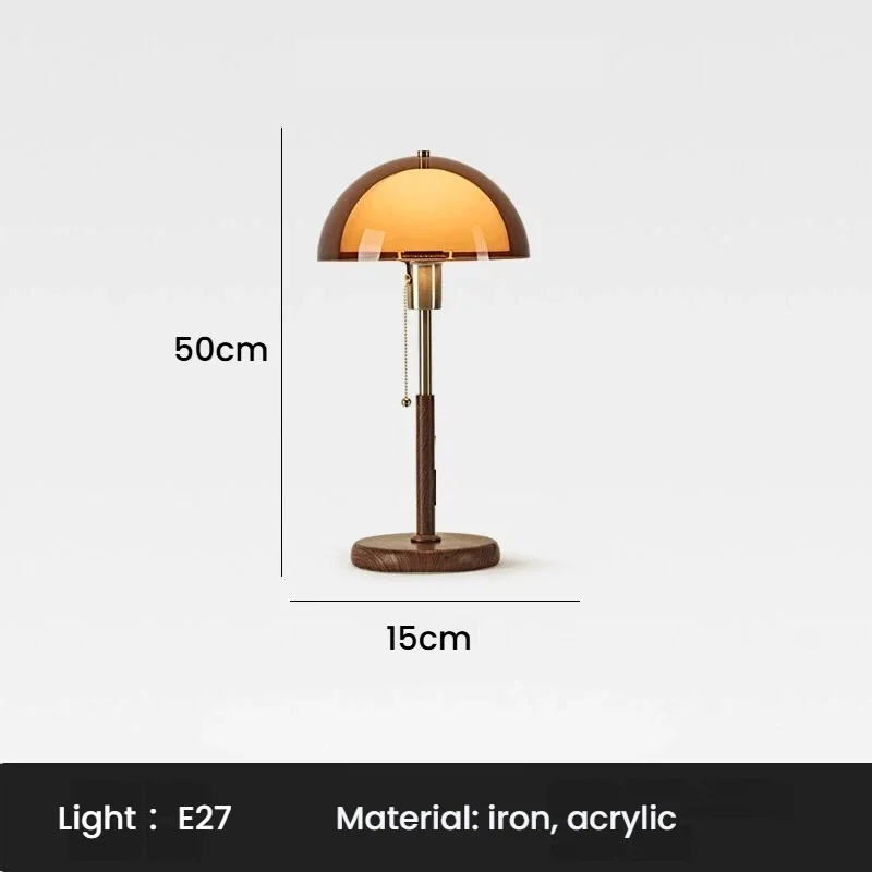 Vintage Amber Mushroom Table Lamp