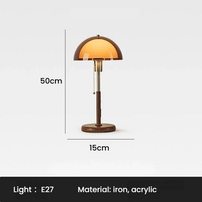 Vintage Amber Mushroom Table Lamp