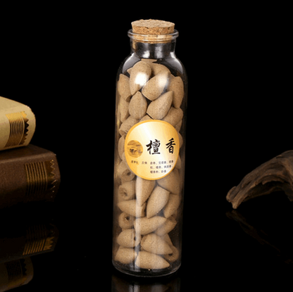 70Pcs Glass Bottle Package Flavor Hollow Backflow Incense Cones