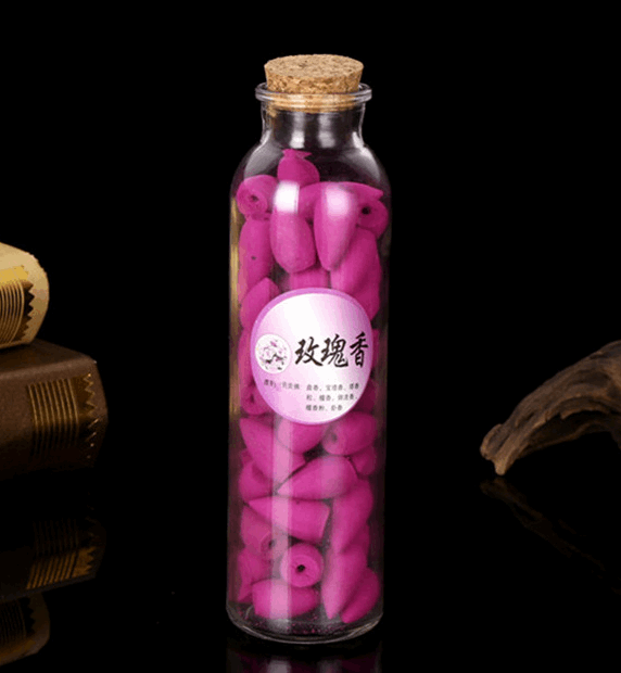 70Pcs Glass Bottle Package Flavor Hollow Backflow Incense Cones