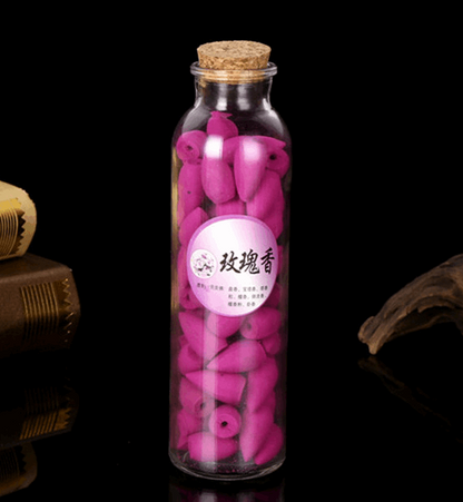 70Pcs Glass Bottle Package Flavor Hollow Backflow Incense Cones