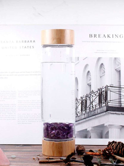 Large Crystal Elixir Bottles - Multicolor Crystal Water Bottle with Healing Crystal Infuser for Mindfulness