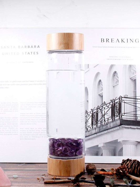 Large Crystal Elixir Bottles - Multicolor Crystal Water Bottle with Healing Crystal Infuser for Mindfulness