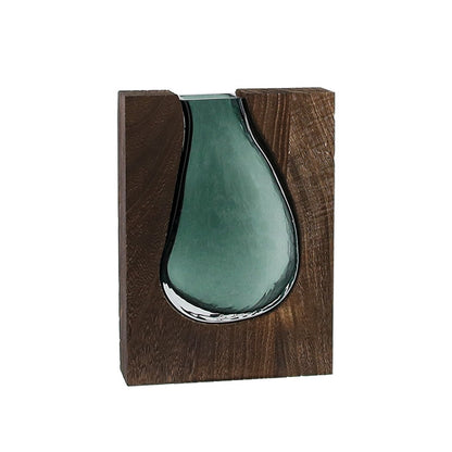 Nordic Log - Solid Wood Transparent Glass Vase