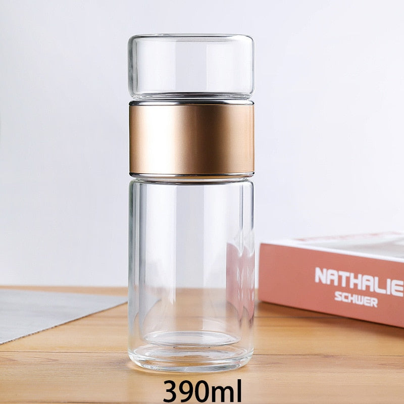 390ml High Borosilicate Glass Tea Water Bottle