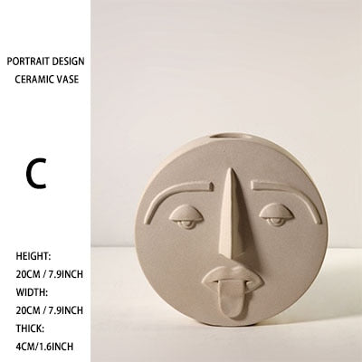 Nordic Style Modern Face Mask Ceramic Vase