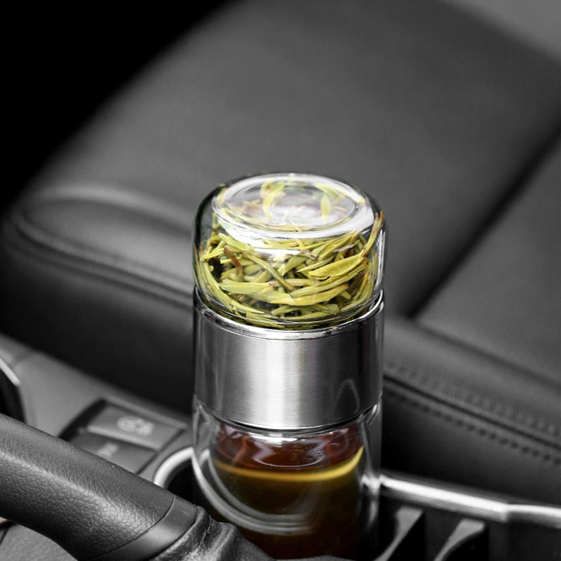 390ml High Borosilicate Glass Tea Water Bottle