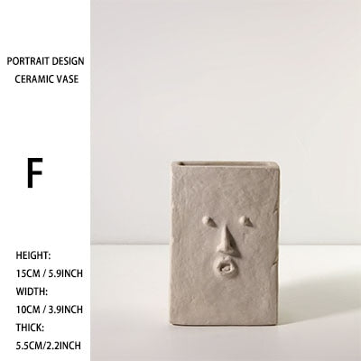 Nordic Style Modern Face Mask Ceramic Vase