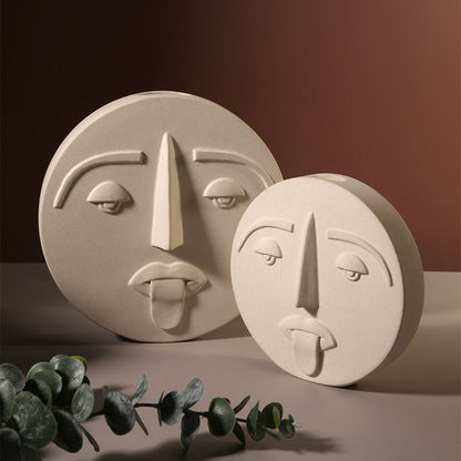 Nordic Style Modern Face Mask Ceramic Vase