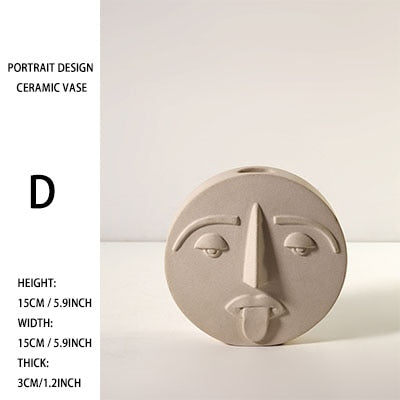 Nordic Style Modern Face Mask Ceramic Vase