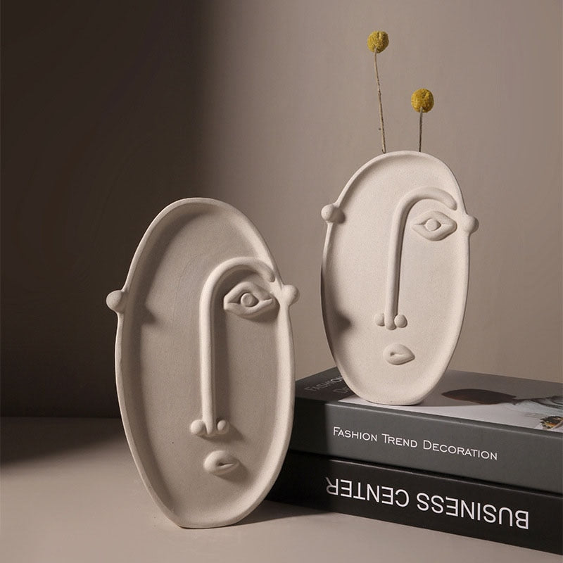 Nordic Style Modern Face Mask Ceramic Vase