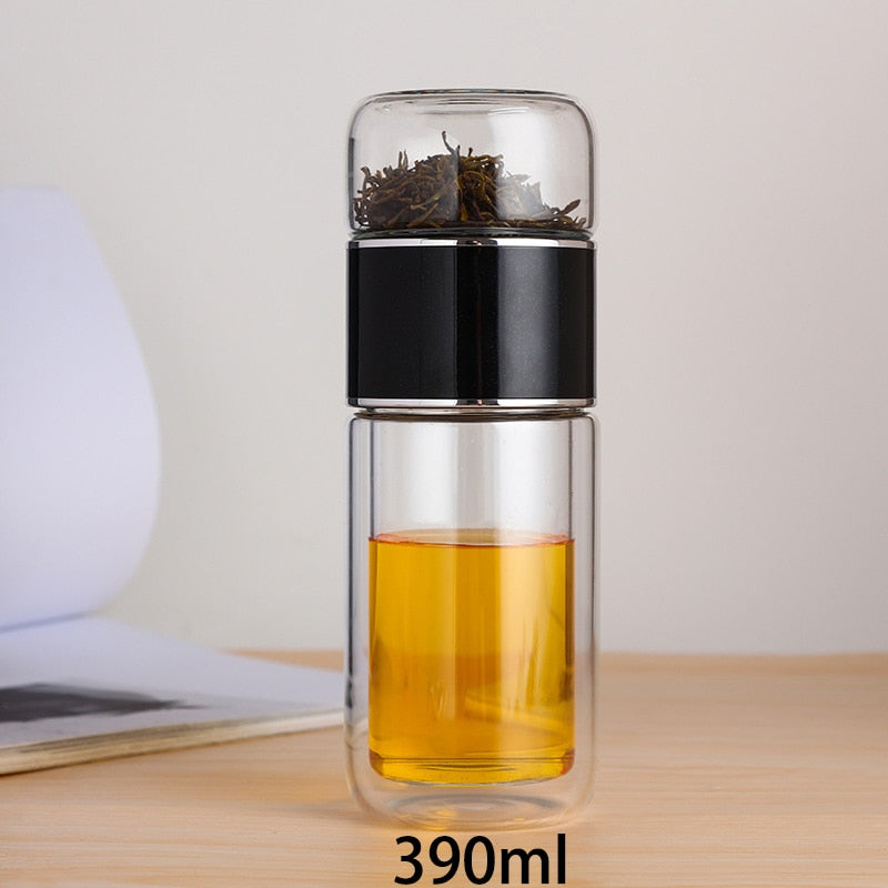 390ml High Borosilicate Glass Tea Water Bottle