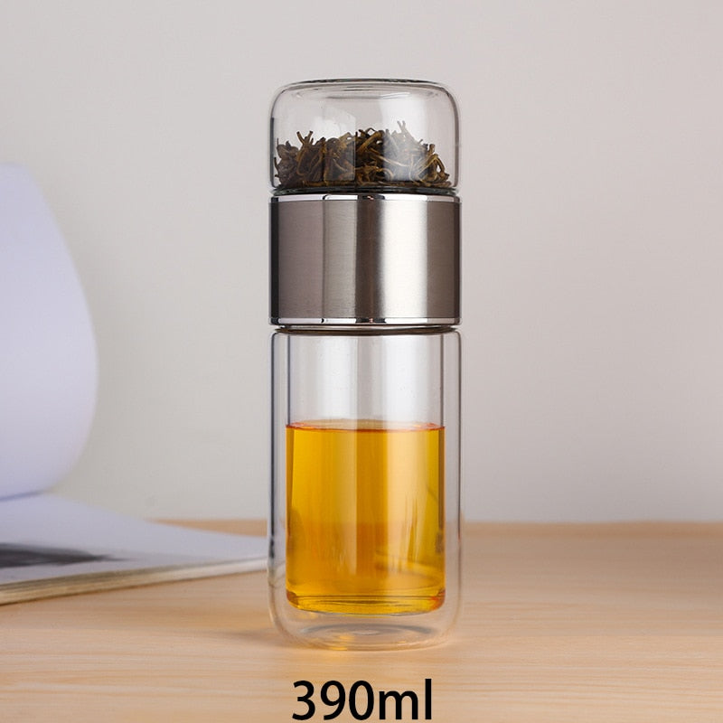 390ml High Borosilicate Glass Tea Water Bottle