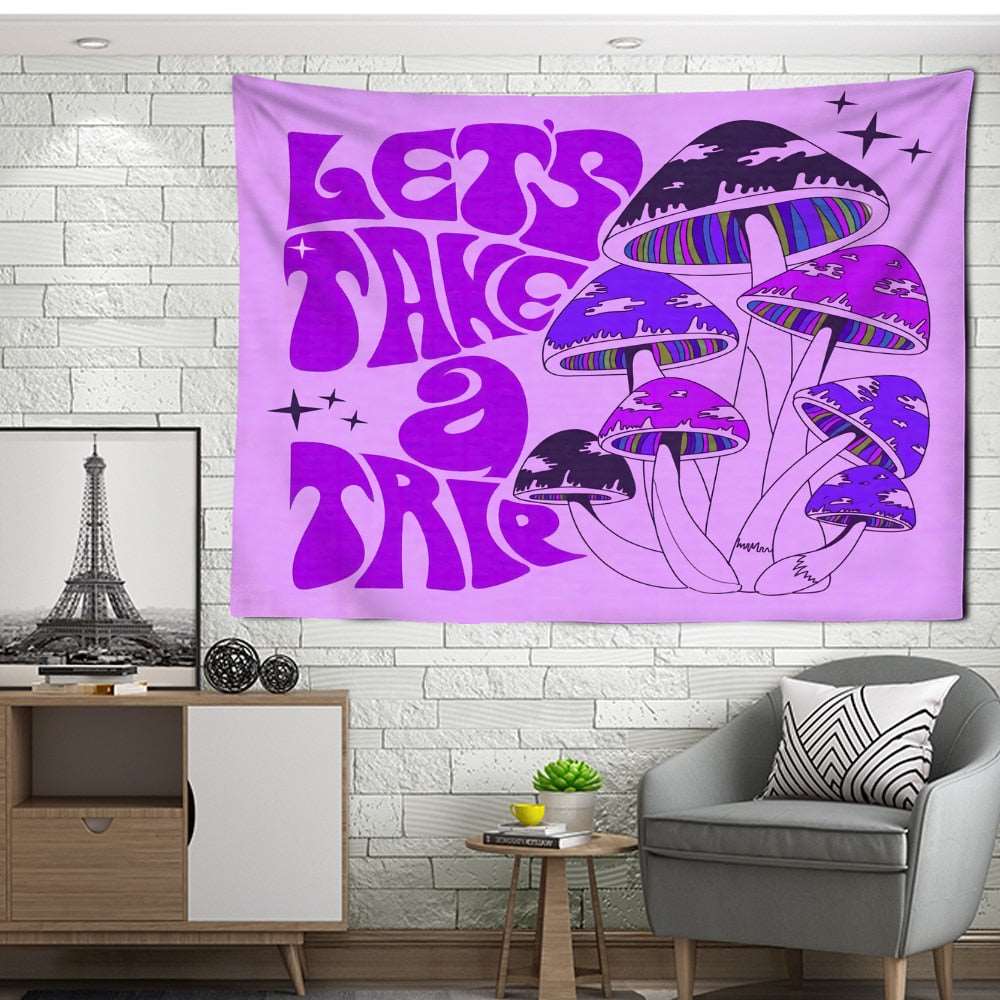 Psychedelic Mushroom Tapestry Wall Hanging Bohemian Witchcraft Girl Dormitory Aesthetics Room Home Decor