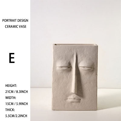 Nordic Style Modern Face Mask Ceramic Vase