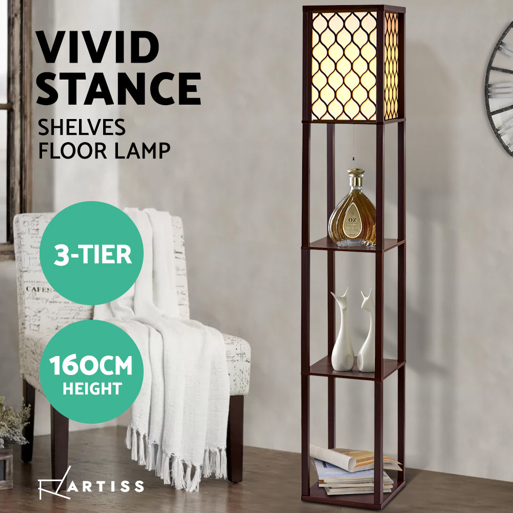 Artiss Floor Lamp 3 Tier Shelf Storage LED Light Stand Home Room