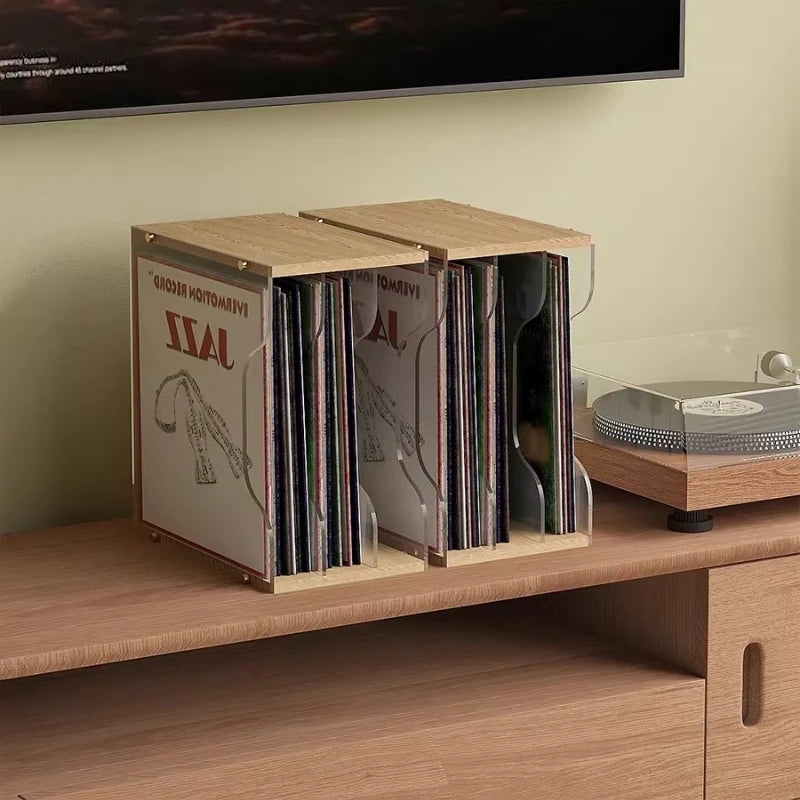 Stackable Acrylic & Wood Vinyl Tower