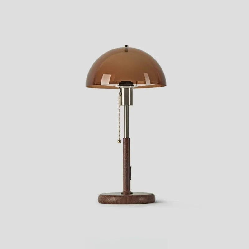Vintage Amber Mushroom Table Lamp