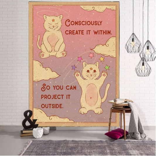 Affirmation Tapestry - Wisdom Cats