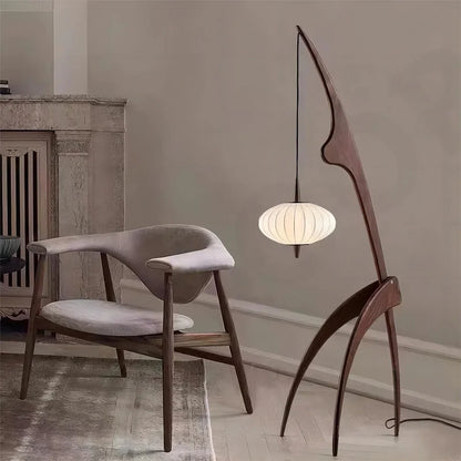 Retro Wabi-Sabi Solid Wood Floor Lamp
