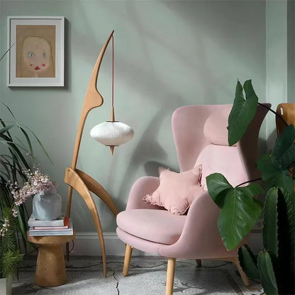 Retro Wabi-Sabi Solid Wood Floor Lamp