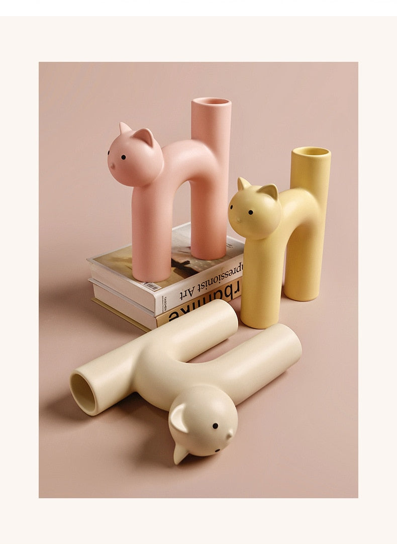 Cute Cat Vase - Cathead H-Shaped Tube Vase