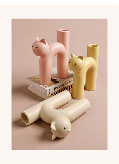 Cute Cat Vase - Cathead H-Shaped Tube Vase