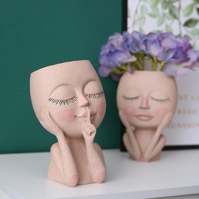 Resin Face Flower Vases - Head Flower Pot Succulent Planter