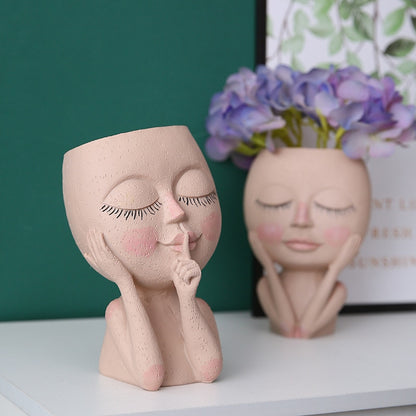 Resin Face Flower Vases - Head Flower Pot Succulent Planter