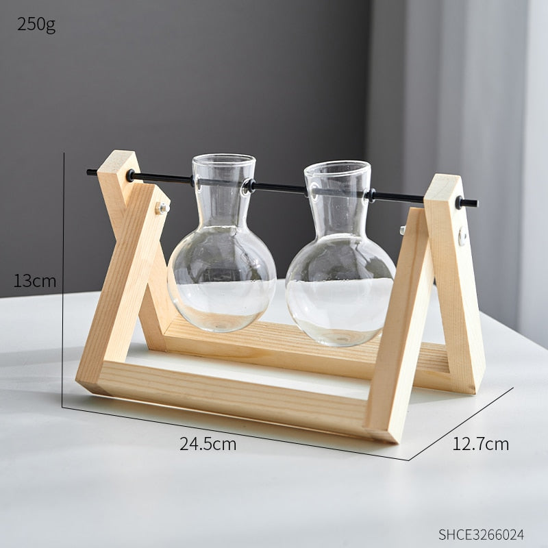 Modern Minimalism - Garden Wooden Glass Vases