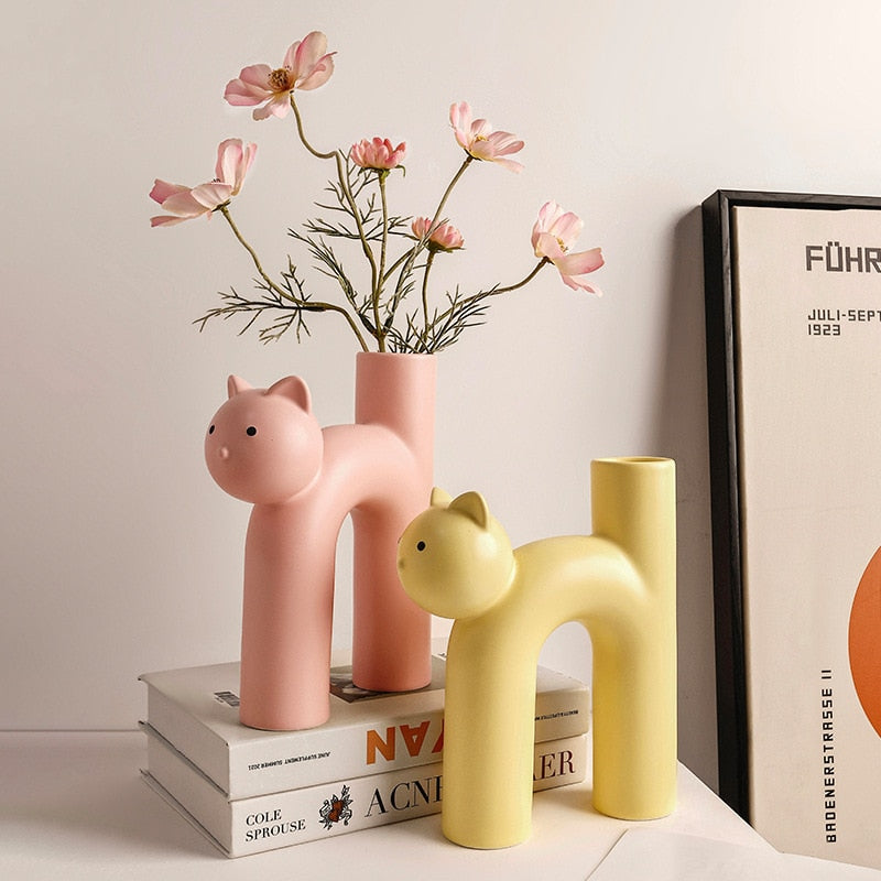 Cute Cat Vase - Cathead H-Shaped Tube Vase