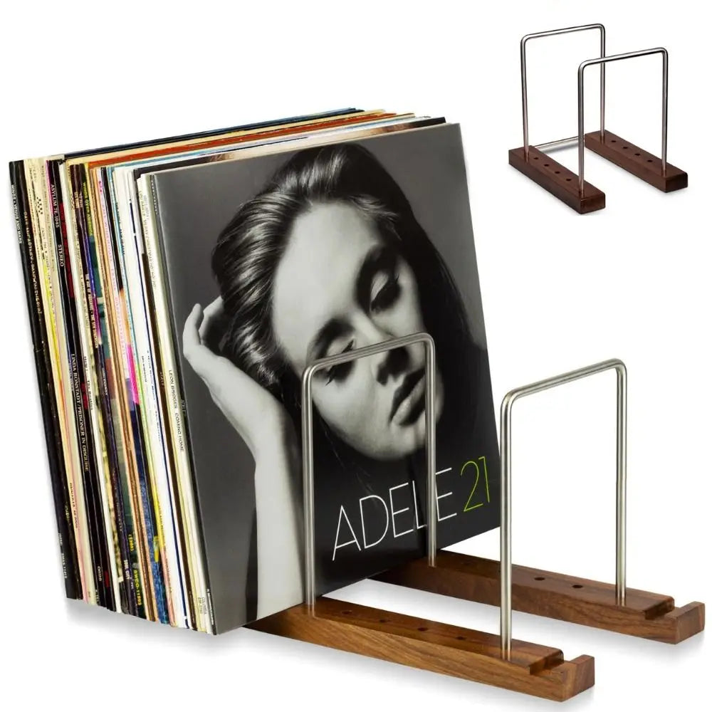Solid Walnut Adjustable Vinyl & Media Display Stand