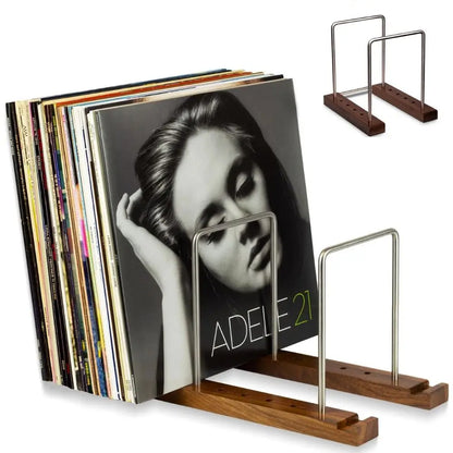 Solid Walnut Adjustable Vinyl & Media Display Stand