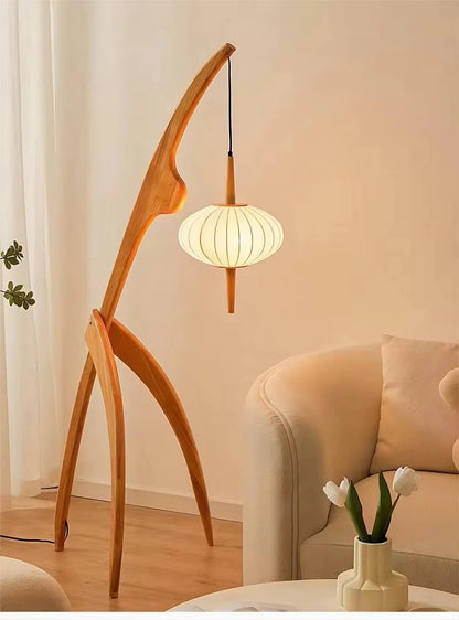 Retro Wabi-Sabi Solid Wood Floor Lamp