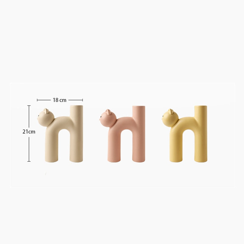Cute Cat Vase - Cathead H-Shaped Tube Vase