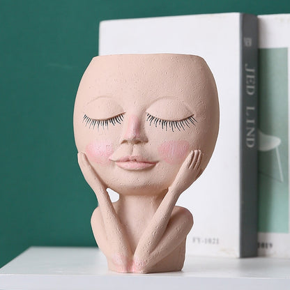 Resin Face Flower Vases - Head Flower Pot Succulent Planter