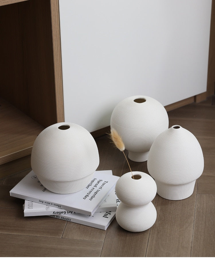 White Ceramic Vases - Nordic Home Decor