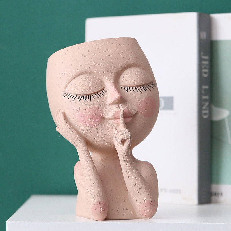 Resin Face Flower Vases - Head Flower Pot Succulent Planter