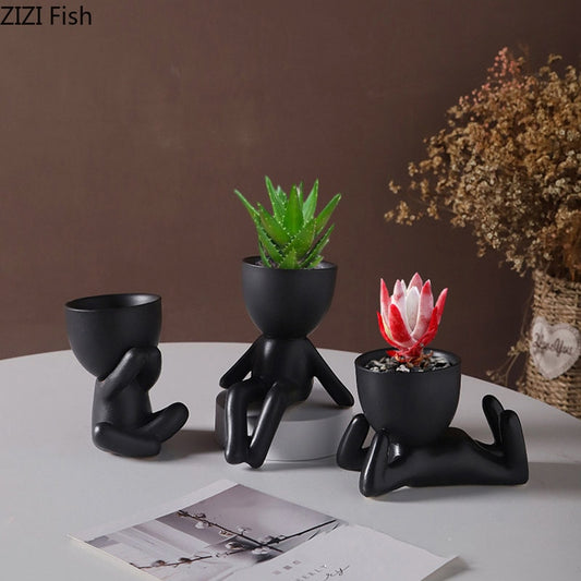 Abstract Figures Flower Pots Ceramic Vases