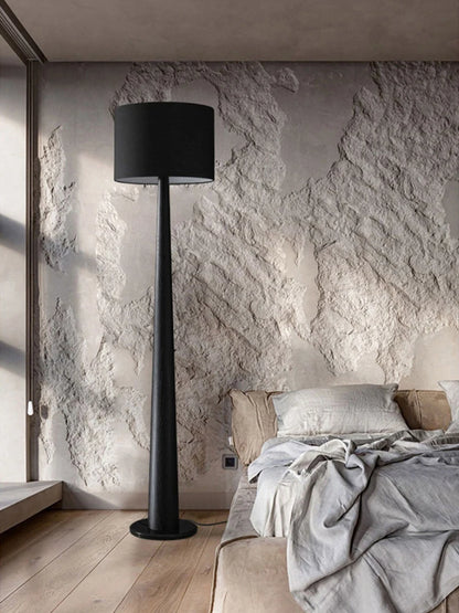Modern Scandinavian Walnut & Fabric Tapered Floor Lamp
