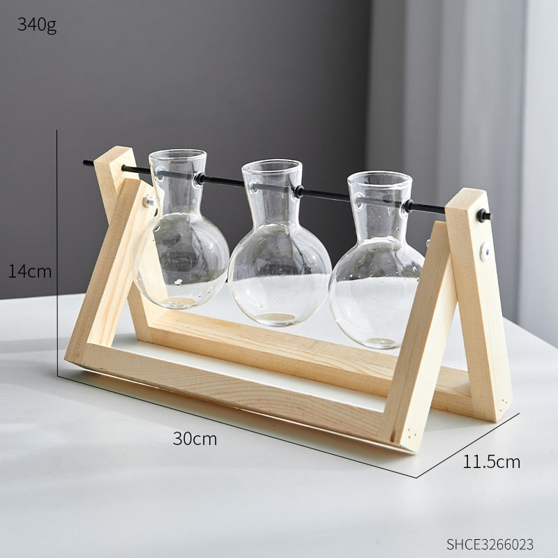 Modern Minimalism - Garden Wooden Glass Vases