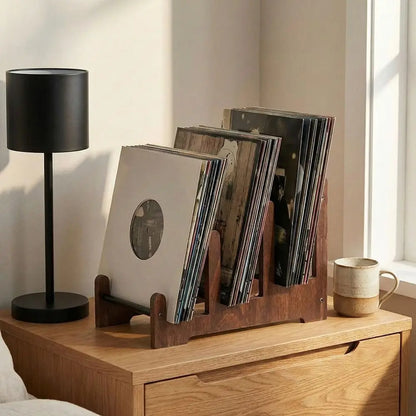 Sculptural Wooden Vinyl Stand