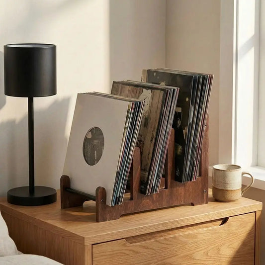 Sculptural Wooden Vinyl Stand