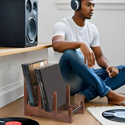 Sculptural Wooden Vinyl Stand