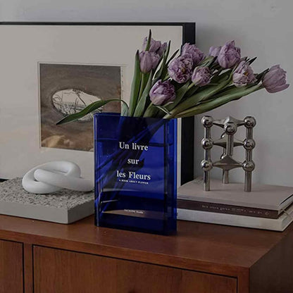 Bookshelf Vase - Clear Book Vase for Floral Arrangement